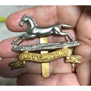 West Yorkshire Horse Cap Badge Pin Vintage Military Memorabilia Equestrian